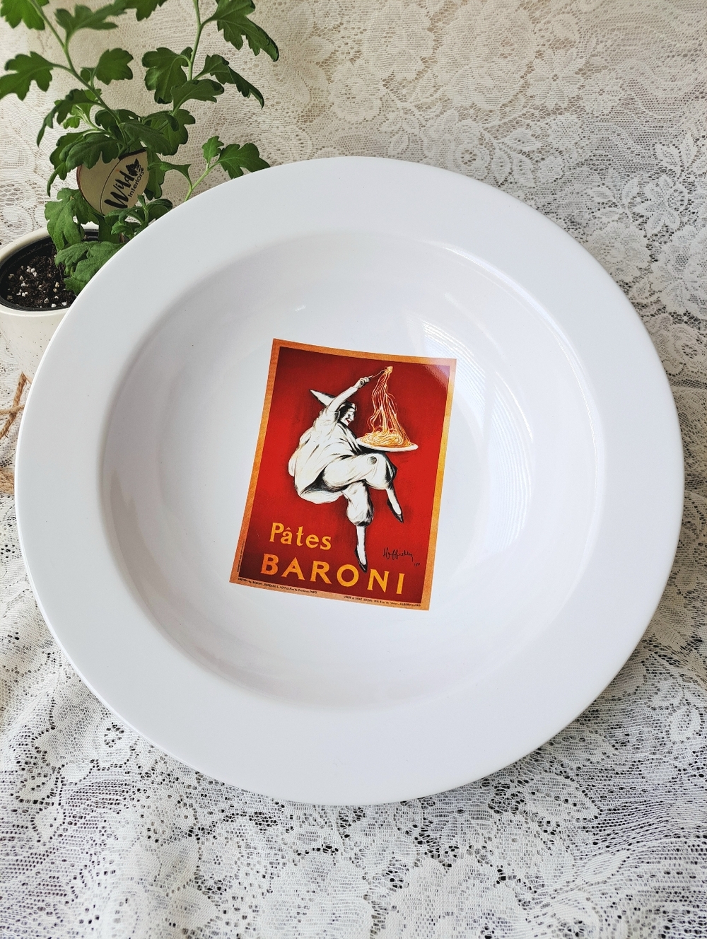 Vtg Pottery Barn Pasta Posters Pates Baroni 13 1/4" Large Ceramic Serving Bowl